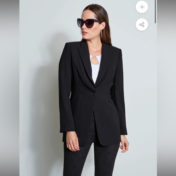 Elie Tahari Textured Brown Single Button Long Line‎ Blazer Career Classic - Picture 1 of 8